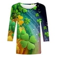 thumbnail image 6 of Yteetum 3/4 Length Sleeve Womens Tops Oversized Crewneck St Patricks Day Shamrocks Graphic Print T Shirt Womens Casual Plus Size Round Neck Loose Irish Festivities Three Quarter Sleeve Shirt, 6 of 6