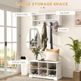 thumbnail image 3 of CoSoTower Coat Rack Shoe Bench Set, Entryway Shoe Bench with 8 Storage Cubbies, 4 Hooks for Hallway, Living Room, White, 3 of 7