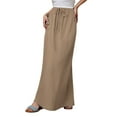 thumbnail image 1 of Linen Maxi Skirt For Women Drawstring Waist A Line Long Flowy Ankle-Length Trendy Boho Dress Comfy Summer Beach Vacation, 1 of 7