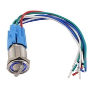 19Mm Selector Rotary Switch Latching 3 Positions 2No 2Nc 12-24V With Wire Socket Blue Smile Home