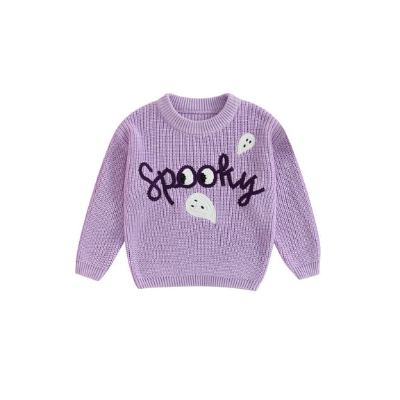 BemeyourBBs Toddler Girl Halloween Sweater Embroidery Long Sleeve Knitted Tops