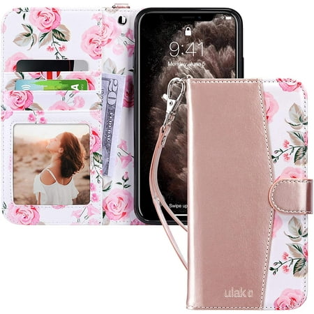 iPhone 11 Pro Max Wallet Case, iPhone 11 Pro Max Case with Card Holder, ULAK PU Leather Flip Cover with Kickstand Magnetic Closure, Shockproof Protective Case for iPhone 11 Pro Max, Rose Gold