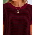 thumbnail image 6 of Womens Short Sleeve Sweater Spring Summer 2025 Round Neck Striped Pullover Cap Sleeve Knit Sweater Vest Tops, 6 of 8