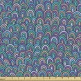thumbnail image 1 of Green and Purple Fabric by the Yard, Abstract Colorful Doodle Pattern with Peacock Feather Inspired Shapes, Upholstery Fabric for Dining Chairs Home Decor Accents, 1 Yard, Multicolor by Ambesonne, 1 of 4