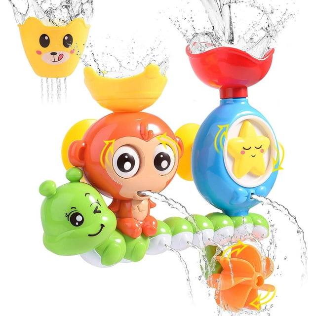 1 juguete de baño, juguete para bañera, estación de agua en cascada con tazas apilables, fuente, juguete de ducha de agua para bebés y niños, regalo ER