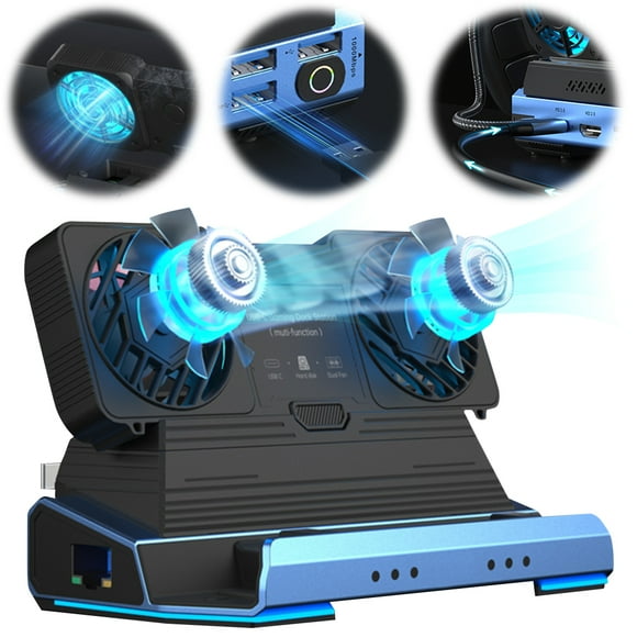 Docking Station Dual Cooling Fan Dock Station 4K@60Hz PD100W Gigabit Ethernet for Steam Deck OLED & ROG X & Legion Go