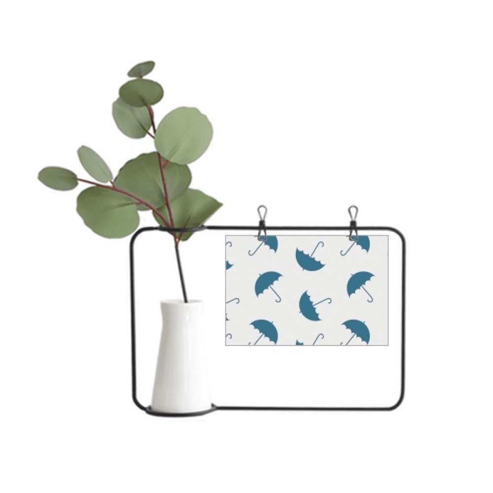 Blue Umbrella Weather Rain Cloud Metal Picture Frame Cerac Vase Decor