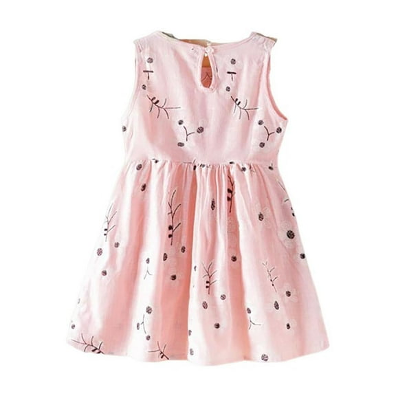 Odeerbi Toddler Girls Tank Dress Floral Sun Dress 6-36 Months Children's Sleeveless Dresses Baby Cute Printed Dresses Pink