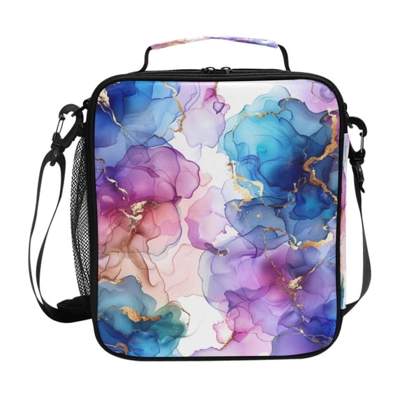 ALAZA Purple and Blue Marble Lunch Box Insulated Lunch Bag Reusable Thermal Cooler Tote School Picnic