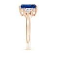 thumbnail image 3 of ANGARA Lab Grown 3.4 Ct Blue Sapphire & Lab Diamond 3 Stone Ring for Women in 14K Rose Gold (Size-10x8mm) | September Birthstone, Anniversary, Jewelry Gift for Women | Lab-Grown Blue Sapphire Ring, 3 of 7