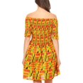 thumbnail image 2 of Sakkas Ife Wax African Ankara Colorful Cocktail Short Dress Off-shoulder w/pockets - 1066-Orange/black-tribal - One Size Regular, 2 of 5
