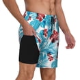 thumbnail image 2 of Logiee Hawaiian Style Print Men's Swim Trunk,Quick Dry Board Shorts ,Men's Swim Trunks with Compression Liner, Bathing Suits with Pockets-3X-Large, 2 of 6