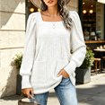 thumbnail image 2 of Hurxie Womens Plus Size Long Sleeve Tops Cute Square Neck Lightweight Sweaters Casual Loose Fit Shirts Trendy Blouses Tunics, 2 of 5
