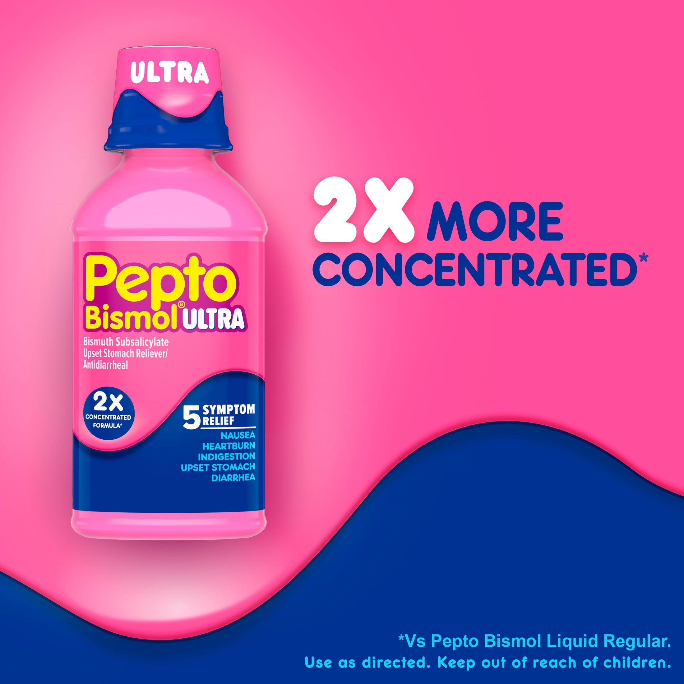 Pepto Bismol ULTRA Liquid, Fast 5-Symptom Stomach Relief, Upset Stomach Relief, 8 Oz