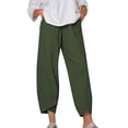 thumbnail image 1 of FASHIONWT Women's Elastic Waist Loose Cotton Linen Cropped Pants, 1 of 1