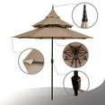 thumbnail image 4 of Abble 9ft Patio Umbrella with Crank 3-Tier Pagoda Outdoor Market Umbrella with 8 Ribs for Garden Deck Backyard Pool, Tan, 4 of 6
