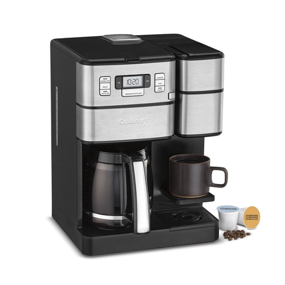 Cuisinart Coffee Center Grind and Brew Plus, Built-in Coffee Grinder, Coffeemaker and Single-Serve Brewer with 6oz, 8oz and 10oz Serving Size, Black/Silver, SS-GB1NAS