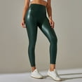 thumbnail image 4 of Women's High Waist Legging Tights Faux Leather Pants Booty Push Up Tummy Control Long Skinny Latex Soft Butt Lifting Stretchy Leggings Green 16, 4 of 5