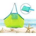 thumbnail image 1 of Bolsa de playa de malla grande 40 * 24 * 40 cm (correa azul de malla verde), bolsa de playa de juguete Piscina para viajes de niños con cremallera Bolso de playa Zapatos de playa Toalla mojada oso de fresa Electrónica, 1 of 1
