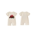 thumbnail image 2 of BemeyourBBs Newborn Baby Boys Summer Clothes Infant Baby Boy One Piece Waffle Romper Outfit Casual Tractor Embroidery Short Sleeve Romper Jumpsuit Playsuit, 2 of 9