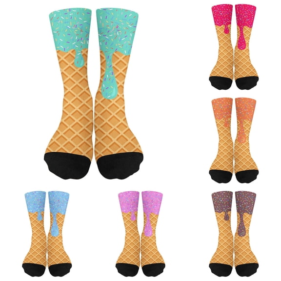 Luvior Ice Cream Socks For Youth Teen Funny Sports Baseball Ice Cream Drip Baseball Sock Boys Kids Girls Athletic Crew Sock
