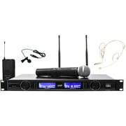 Technical Pro UHF Wireless Microphone System Dual Lapel Headset XLR Karaoke