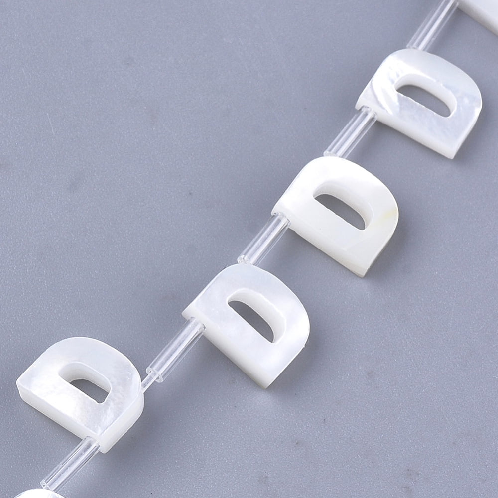 50pcs Sea Shell Beads White Shell Mother of Pearl Shell Top Drilled Beads Letter.D 10x2.5~11.5x3mm Hole: 0.8mm