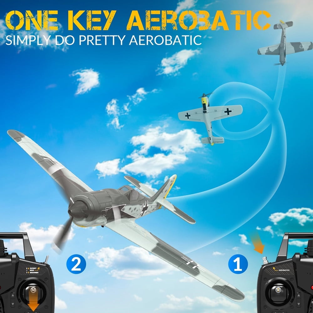 FW190 RC Plane 2.4G 4CH 6Axis Remote Control Airplane One Key Aerobatic RTF Fighter ﻿for Beginners