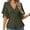 Army Green, variant on Women Tops V Neck Flying Short Sleeve Single Breasted Shirt Soft Stretchy Waist Design Casual Blouse Party Vacation Office Date Wear