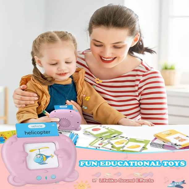 onlyliua Buscador de Regalos Juguet Educativo Electrification Of Aprendizaje para Niños Pequeños, Máquina de Educación Temprana, 112 Tarjetas, Doble Cara, Juego de Aprendizaje Preescolar para Niños d
