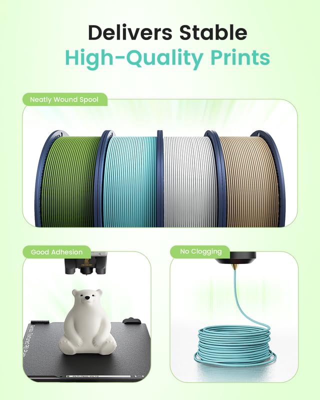 250g Matte PLA Filament 1.75mm Bundle,SUNLU 3D Printer Filament Bundle Multicolor, Neatly Wound PLA Filament, 250g Spool,8 Rolls, Black+White+Grey+KleinBlue+OliveGreen+Red+Oak+LavenderPurple