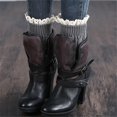 thumbnail image 5 of Calentadores de piernas de encaje a la moda para mujer, rodilleras cálidas, tejido alto de invierno, puños de ganchillo sólidos, calcetines largos, botas, cubierta de espinillera,, 5 of 5