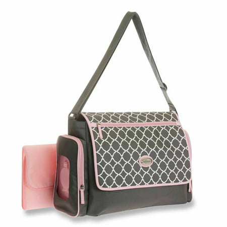 Baby Boom Flap Messenger Diaper Bag with Quick Find System - Grey Print - www.bagssaleusa.com