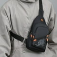 thumbnail image 4 of Xfvqtps Mens Chest Bag Camouflage Multi-Purpose Adjustable with Headphone Hole Fashion Lightweight Inclined Shoulder Bag Black, 4 of 8