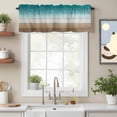thumbnail image 2 of Teal Brown Kitchen Curtain Valances for Windows Farmhouse Short Curtains, Rustic Vintage Abstract Ombre Wooden Plank Rod Pocket Valance Curtain for Bedroom Cafe Living Room 42"x12", 2 of 8