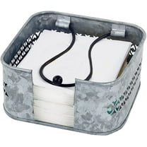 Servette Home Galvanized Metal Napkin Holder - Cocktail Napkins - Rustic