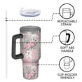 thumbnail image 4 of 40oz Pioneer Flower Floral Print Pattern Insulated Tumbler with Handle, BPA-Free Leak Proof Lid and Straws, Double Wall Vacuum, Hot 12h/Cold 34h, 4 of 6