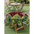 thumbnail image 3 of Outdoor Tablecloth with Umbrella Hole and Zipper, Green Christmas Tree Round Table Cloth 54 Inch Waterproof Tablecloth, Xmas Tree Snowflake Winter Red Plaid Picnic Table Cover for Patio Camping, 3 of 7