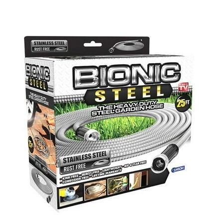 No Kink Drinking Water Hose Bionic Steel Stainless Steel Super Durable Metal Garden Hose - Lightweight & Kink-Free, 25 ft- As Seen on TV ()