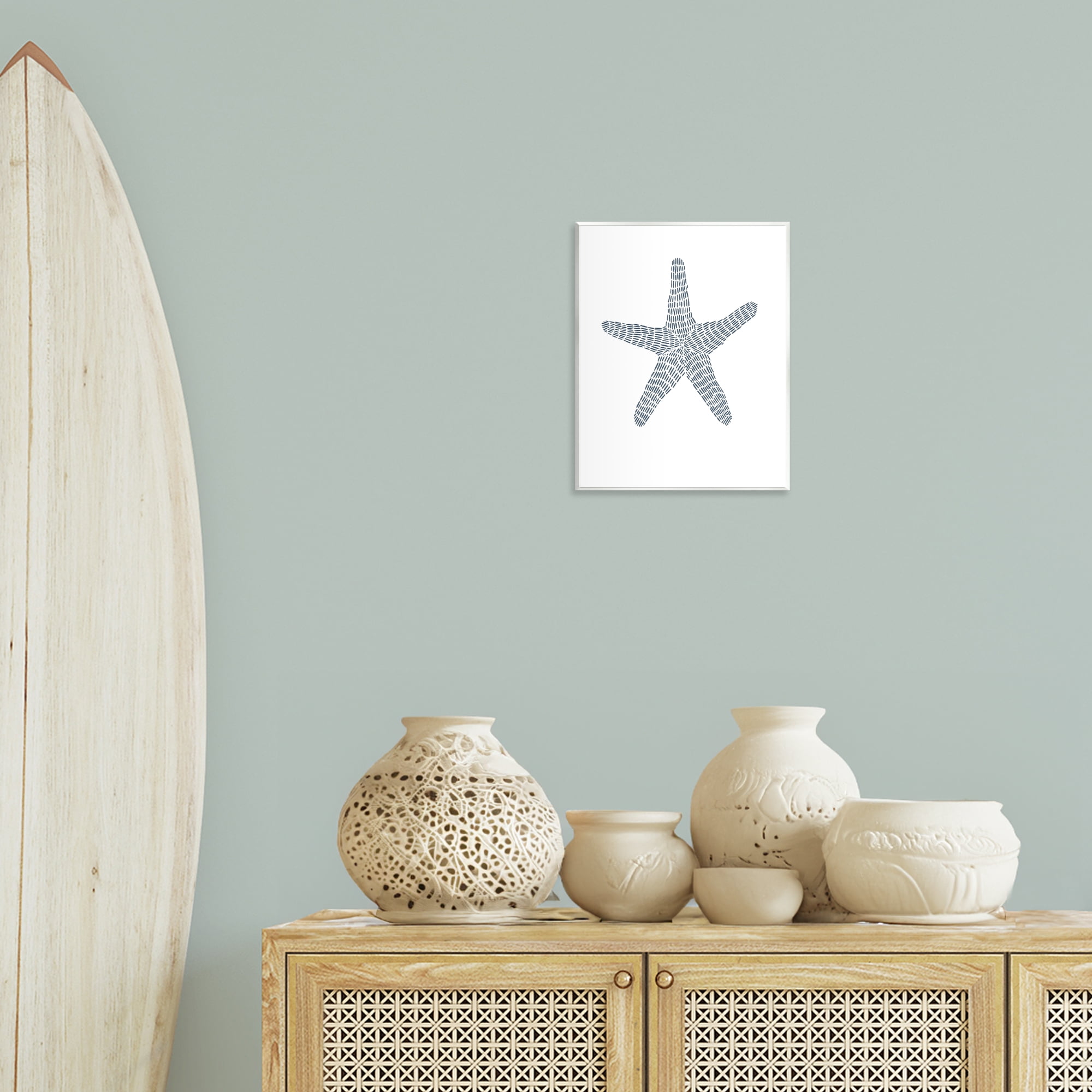 Stupell Industries Minimal Starfish on White Coastal Painting Unframed Art Print Wall Art, 11 x 14