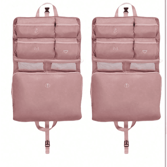 Multi-Compartment Travel Organizer Bag, Foldable Hanging Clothing Storage for Luggage
