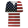 thumbnail image 5 of Women Tops under $5! Cagogo 4th of July T Shirts for Women Independence Day American Flag Patriotic Graphic Button Up Tee Shirts Short Sleeve Stars Stripes V Neck Blouse Clothing, 5 of 5