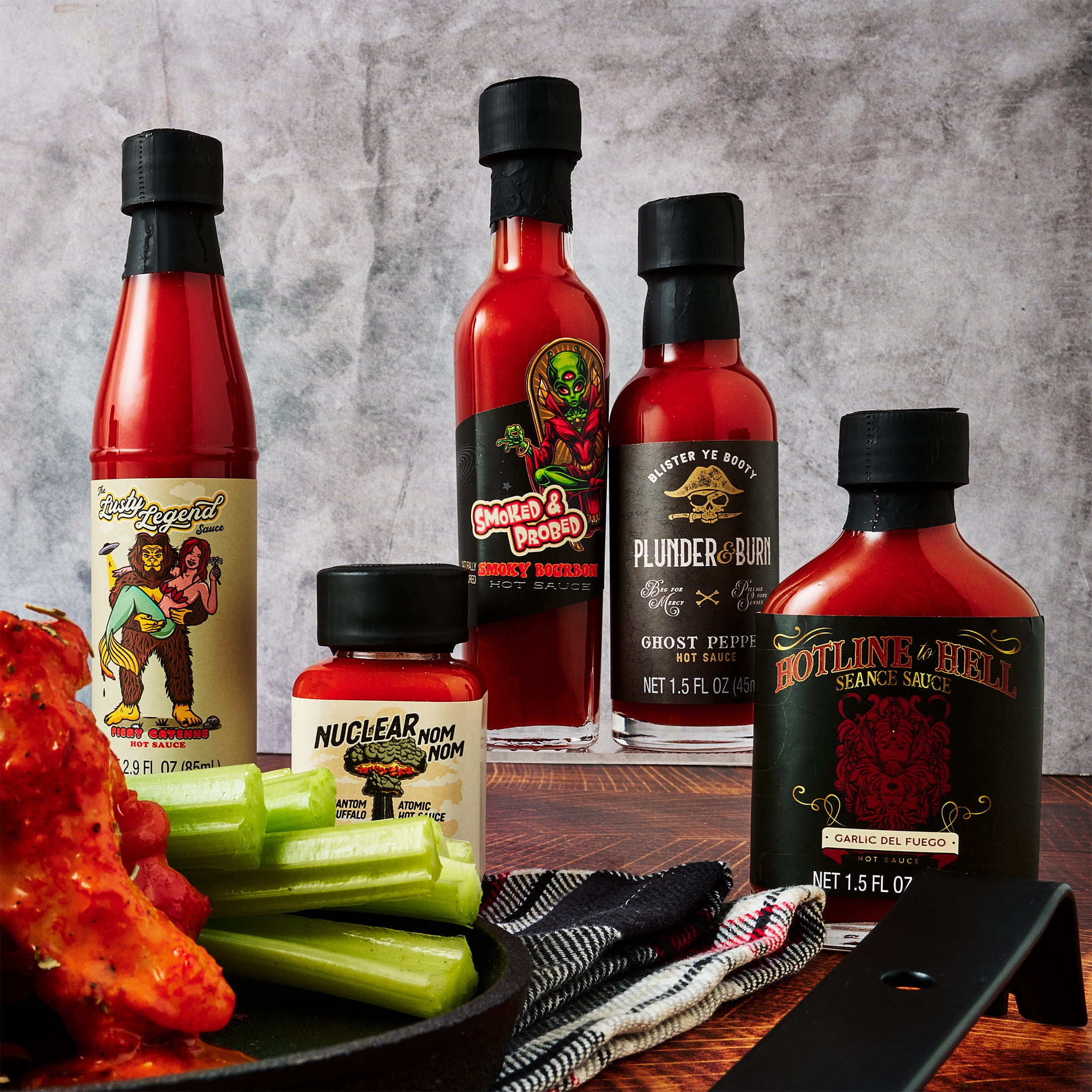 Man Crates Gourmet Hot Sauce Gift Set for Men, Sampler with Mild to Extreme Ghost Pepper Flavors, Unique Hot Sauce Challenge for Father's Day Gifts, Husband, or Spice Lovers, 8-Pack