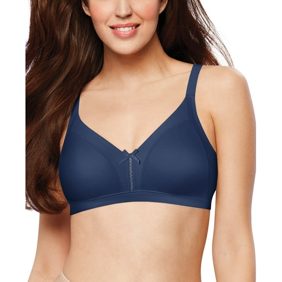 Bali Double Support Back Smoothing Wirefree Bra with Cool Comfort DF0044M, In The Navy, Size 34C