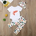 thumbnail image 4 of Douhoow Summer Baby Boy Cotton Short Sleeve Outfits Fish Printed Romper+Long Pants+Hat 2Pcs Clothes, 4 of 8