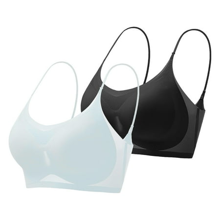 

Pjtewawe Bra Women s Comfortable Ultra Thin Silk Beautiful Back Seamless Anti Sagging Sports Bra Women Fashion Blue Black XL