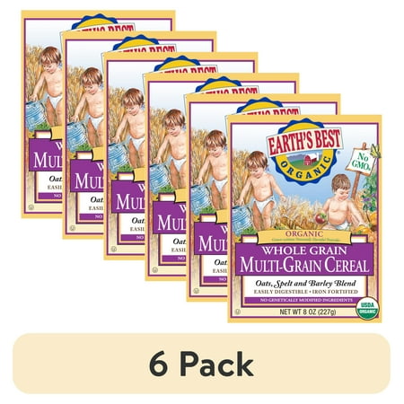 (6 pack) Earth's Best Organic Infant Cereal, Whole Multi-Grain, 8 oz. Box