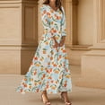 thumbnail image 2 of Elegant Long Dresses For Women 2025 Long Sleeve V Neck Vintage Tunic WaistedMaxi Dress Floral Printed Beach Clothes Trendy Boho Dresses, 2 of 2
