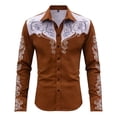 thumbnail image 5 of Mens Shirts Casual Allover Print Long Sleeve Button Down Top Western Cowboy Theme Carnival Dress Comfortable Shirt for Men Brown M, 5 of 5