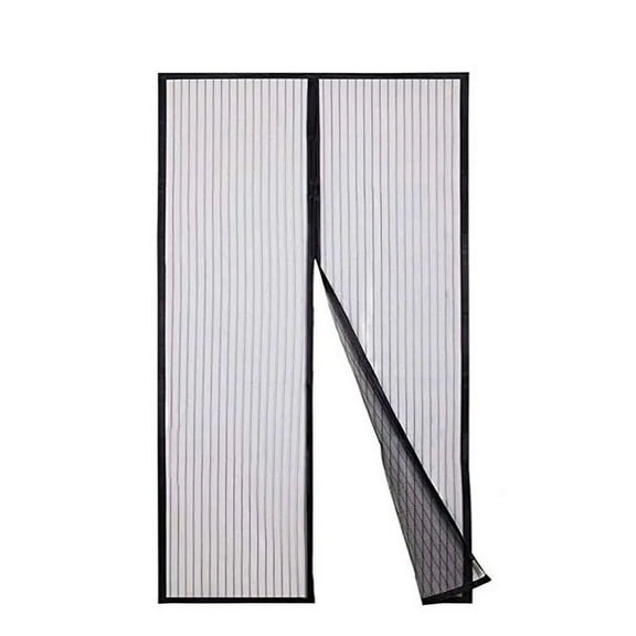Heavy Duty Magnetic Screen Door Mesh Curtain Mosquito Net Bug Hands  Partition Mute Striped Door Curtain Bedroom Ventilation